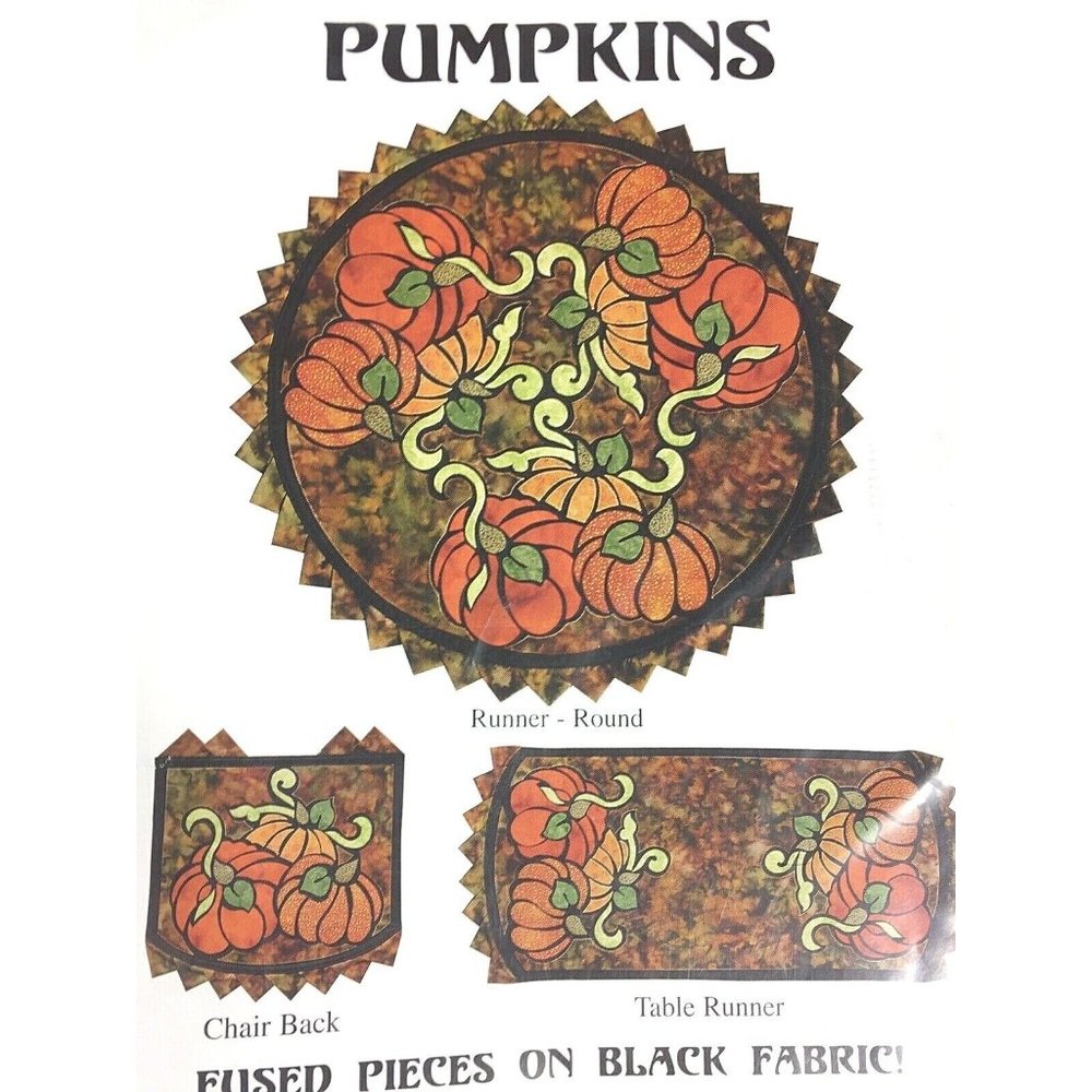 Thanksgiving Pumpkins Table Runner Round or Chair Back Fused Pieces